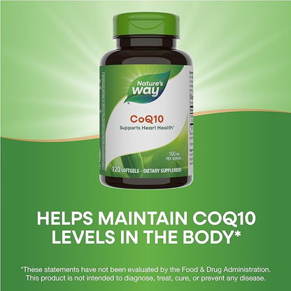 Nature's Way CoQ10 with Ubiquinone, Supports Heart Health*, Supports Cellular Energy Production*, 100 mg per Serving, 120 Softgels (Packaging May Vary)