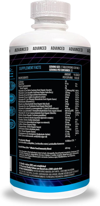 ACTIF Liquid Daily Multivitamin for Men Age 30+ with 40 Advanced Factors – Non GMO, Made in USA, 32oz, Expiration: 05/2026
