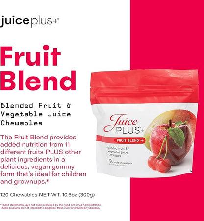 Juice Plus+ Fruit Blend Soft Chews (Chewables) - Boost Your Nutrition with 11 Fruits & Plant Ingredients - Vegan Gummy for Kids & Adults - Vitamins, Whole Food Nutrition - 1 Pouch (30 Adult Servings)