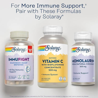 Solaray Buffered Vitamin C 500mg - with Bioflavonoids, Rose HIPS and Acerola Cherry - Immune Support Supplement - Easy to Digest, Vegan, Lab Verified, 60-Day Guarantee - 250 Servings, 250 VegCaps