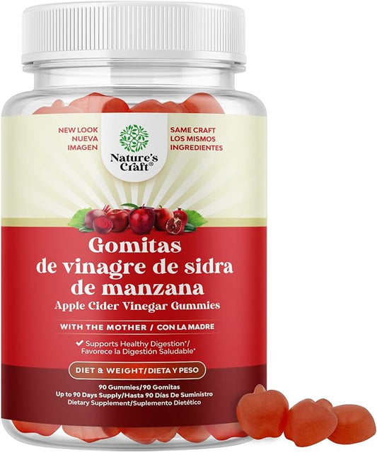 Gomitas ACV de Vinagre de Sidra de Manzana – Suplemento de Energético Natural con la Madre para la Limpieza del Cuerpo, Apoyo Inmunológico y Salud Intestinal – ACV con Vitamina B12 y Raíz de Betabel