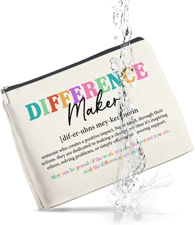Difference Maker Gifts Makeup Bag Leaving Retirement New Job Going Away Gifts, Thank You Gifts Difference Maker Definition Cosmetic Bag Zipper Makeup Pouch