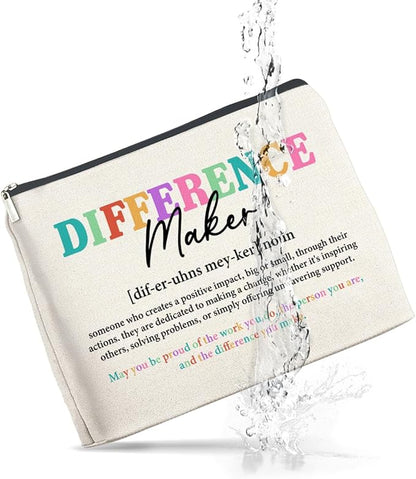 Difference Maker Gifts Makeup Bag Leaving Retirement New Job Going Away Gifts, Thank You Gifts Difference Maker Definition Cosmetic Bag Zipper Makeup Pouch