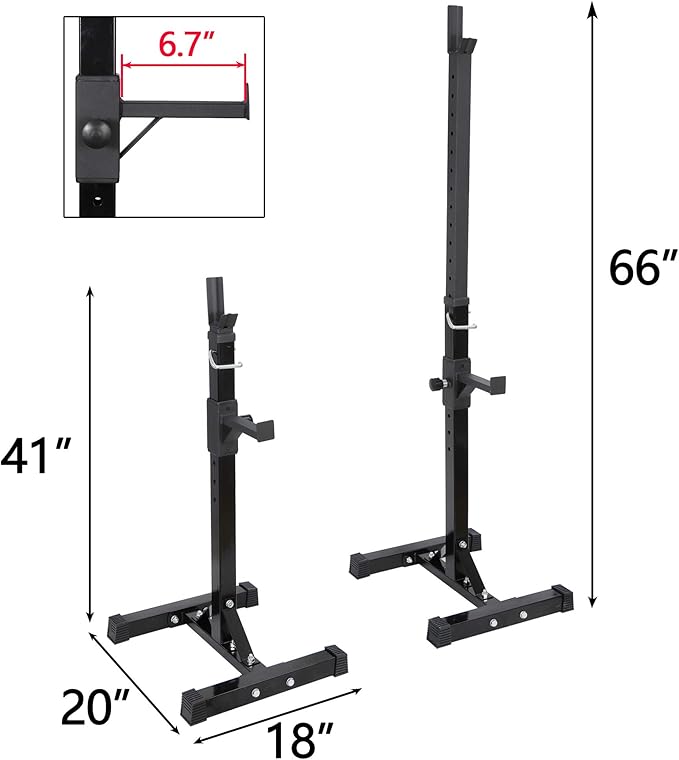 ANT MARCH Pair of Adjustable Height 40"-66" Portable Dumbbell Racks Sturdy Steel Squat Rack Barbell Free Bench Press Stands Home Gym Load 550Lbs Dipping Station
