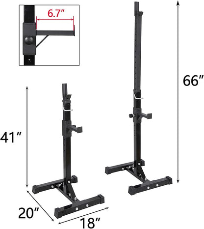 ANT MARCH Pair of Adjustable Height 40"-66" Portable Dumbbell Racks Sturdy Steel Squat Rack Barbell Free Bench Press Stands Home Gym Load 550Lbs Dipping Station
