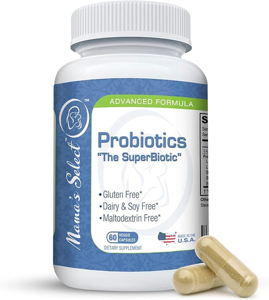 Mama’s Select Probiotics for Women Digestive Health, 9 Live Strains, Including Lactobacillus acidophilus, Adult Pre and Postpartum Gut Health Support, Weight Management, 10 Billion CFUs, 60 Capsules