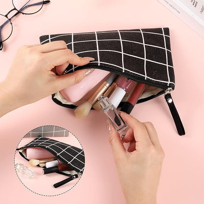 SUMAJU 2 Pcs Small Cosmetic Bag, Multi-Function Canvas Cosmetic Pouch Small Zipper Pouch Makeup Bag Purse Pouches Cute Makeup Pouch Christmas Gifts Stocking Stuffers for Women