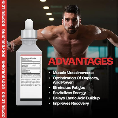 ATP+ for Men Pre-Workout Creatine Serum. Instant Energy, Power, Strength & Endurance. Boosts Muscle Growth, Bodybuilding Performance. with Amino Acids & Glucosamine. Strawberry, 5.1 Fl Oz