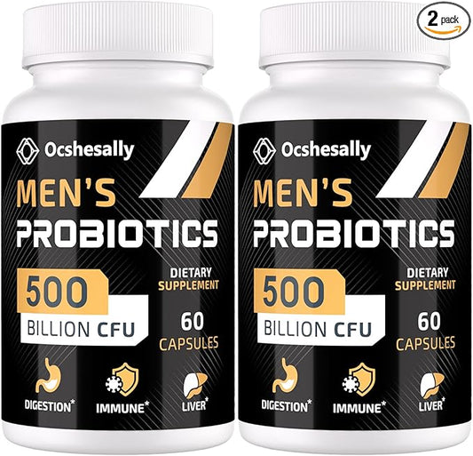 Probiotics for Men, Men Care Supplement, Gut health for men, 500 Billion CFUs & 12 Strains, Mens probiotic with Turmeric, Cranberry, Goji, for Digestive, Immune & Bloating Health, 60-Days Supply