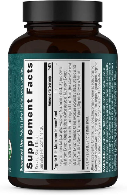 Ancient Nutrition Mushroom Supplement, Organic Multi Mushroom Immune Support Tablet, Supports Stress Response, Gluten Free, Paleo and Keto Friendly, 30 Count