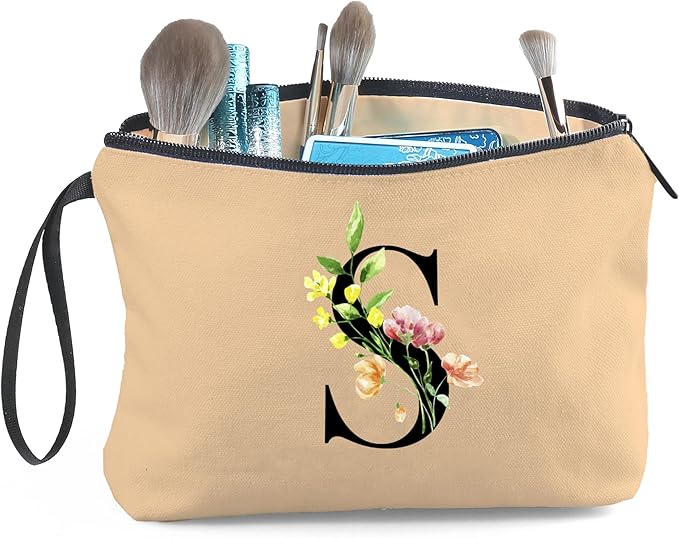 SEAMOON Women Birthday Unique Bride to be Bridal Shower Initial Gifts for Mom Sister Friend Her Teacher Aunt Makeup Cosmetic Bag with Mirror Mothers Day Christmas Graduation S