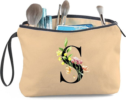 SEAMOON Women Birthday Unique Bride to be Bridal Shower Initial Gifts for Mom Sister Friend Her Teacher Aunt Makeup Cosmetic Bag with Mirror Mothers Day Christmas Graduation S