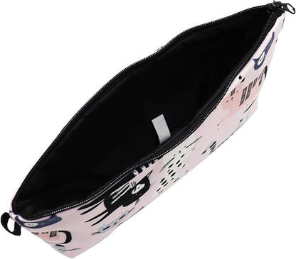 Cute Travel Makeup Bag Cosmetic Bag Small Pouch Gift for Women (Pink Cat)