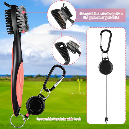 9 Pcs Golf Accessories Kit Golf Club Cleaning Kit Include Microfiber Towel, Cleaner Brush, Ball and Tee Holder, Divot Repair Tool, Ball Bag with Hook for Men Women Gifts