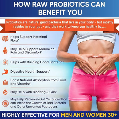 Organic Probiotics 100 Billion CFU, Dr Formulated Probiotics for Women, Probiotics for Men and Adults, Complete Shelf Stable Probiotic Supplement with Prebiotics & Digestive Enzymes; 30 Capsules