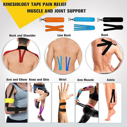 Pro Synthetic Kinesiology Tape 1 Roll, Athletic Sports Tape for Muscle Joint Support, Pain Relief for Knee Elbow Wrist Ankle, 2 in x 16.4 Ft, Beige