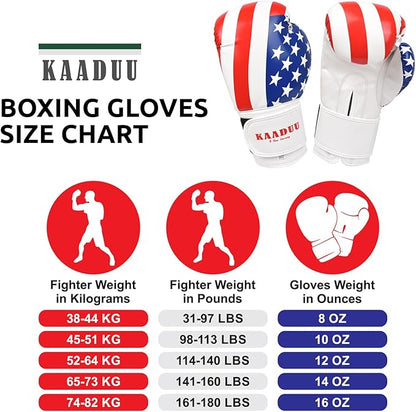 USA Flag Boxing Gloves for Men & Women, Boxing Training Gloves, Kickboxing Gloves, Sparring Punching Gloves, Heavy Bag Workout Gloves for Boxing, Muay Thai, American Flag Boxing Gloves