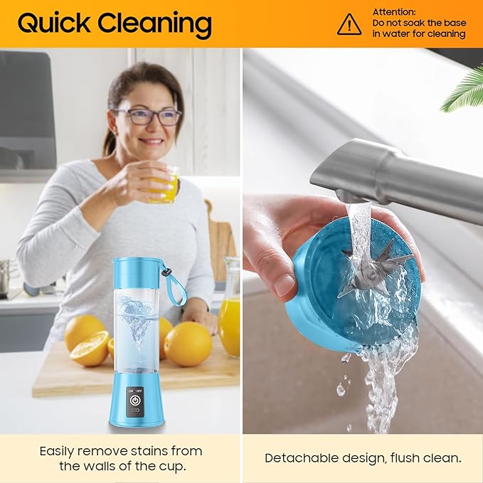 Portable Personal Size Mini Blender - 2025 Upgraded Cordless Blender for Smoothies & Shakes, Type-C Rechargeable, 380Ml Traveling BAP Free Juicer Cup for Sports/Travel/Home, 20000Rpm/Min Speed
