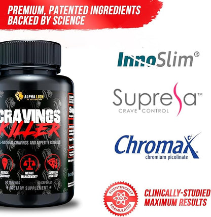 Alpha Lion Cravings Killer Supplement with Saffron Extract & Garcinia Cambogia Extract for Metabolism & Diet Support, Helps Control Hunger & More (50 Capsules)