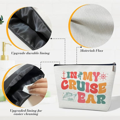 Cruise Makeup Bag, In My Cruise Era Ts Fans Canvas Travel Cosmetic Bag, Accessories Vacation Travel Organizer Zipper Pouch For Trip Ship, Gifts For Women