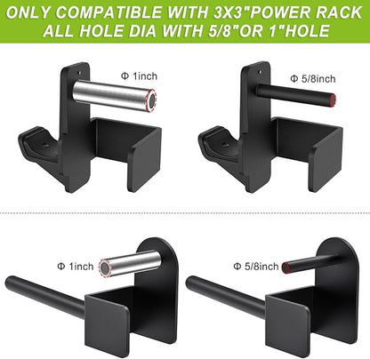 Kipika J-Hooks and Weight Plate Holder Set for 2" x 2" and 3" x 3" Power Rack - Squat Rack Attachments for Strength Training and Weight Storage - Fit Standard 1-inch and Olympic 2-inch weight plates