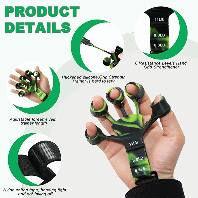 Gripster,Forearm Strengthener & Finger Strengthener,2PCS Upgraded Grip Strength Trainer,6 Resistant