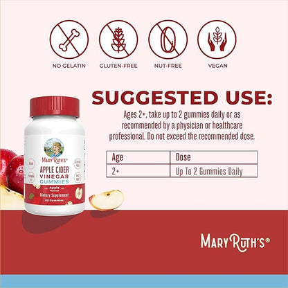 MaryRuth Organics Apple Cider Vinegar Gummies | ACV Gummies for Immune Support | Vegan | Non-GMO | Gluten Free | 60 Count
