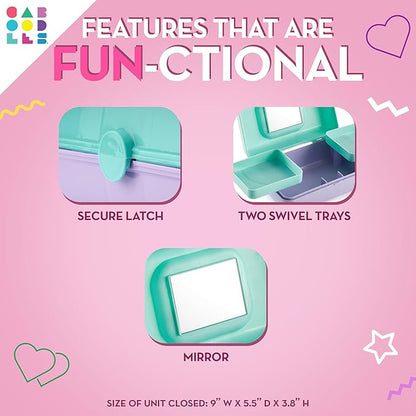 Caboodles Pretty in Petite Makeup Box, Hard Plastic Organizer Box, 2 Swivel Trays, Fashion Mirror, Secure Latch for Safe Travel