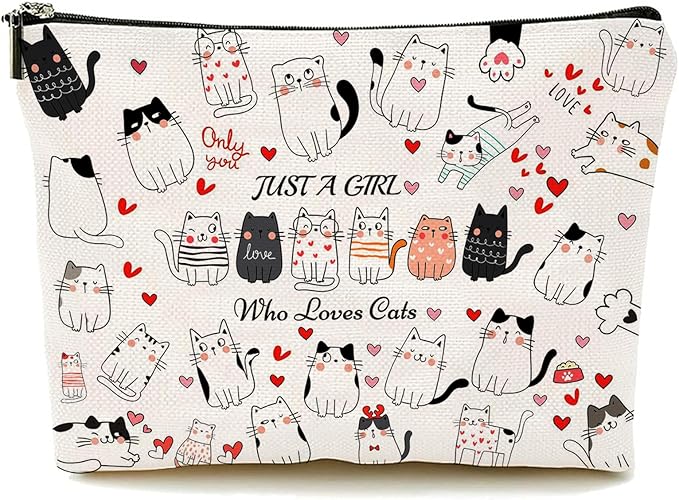 Cat Makeup Bags, Cat Lover Gifts for Girls Women, Cute Cosmetic Bag Birthday Christmas Gifts for Her, Sister, Daughter, Women