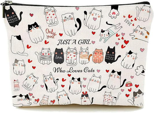 Cat Makeup Bags, Cat Lover Gifts for Girls Women, Cute Cosmetic Bag Birthday Christmas Gifts for Her, Sister, Daughter, Women