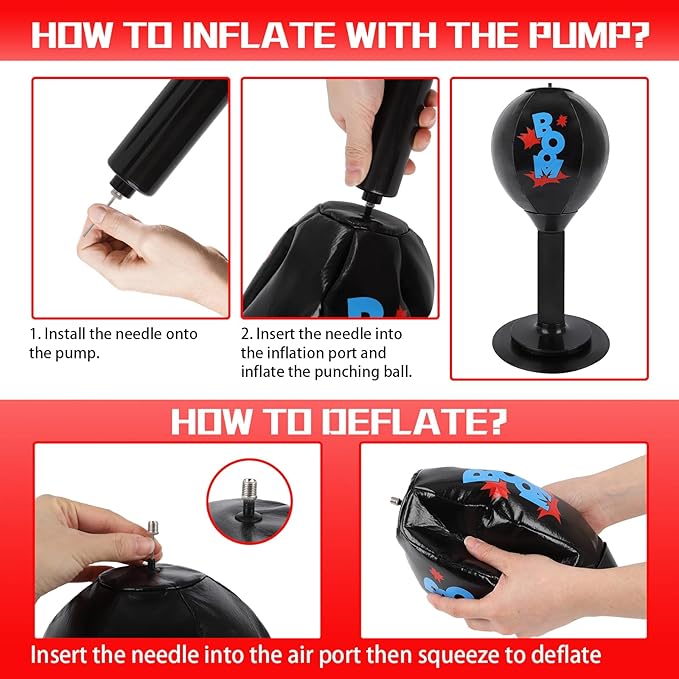 Desktop Punching Bag, Heavy Duty Stress Relief Boxing Bag for Kids, Teenagers, Adults, Strong Suction Fun Speed Bag for Office and Home, Anger Management Toys for Coworkers and Friends