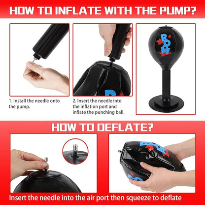 Desktop Punching Bag, Heavy Duty Stress Relief Boxing Bag for Kids, Teenagers, Adults, Strong Suction Fun Speed Bag for Office and Home, Anger Management Toys for Coworkers and Friends