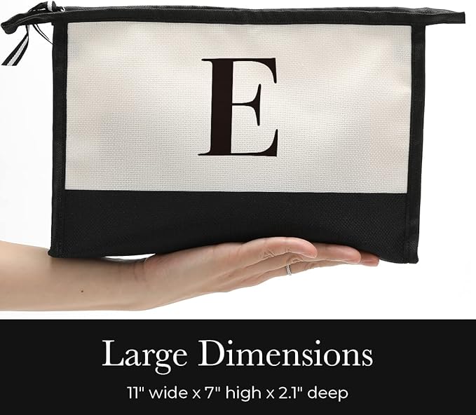 Monogrammed for Women Initial bridesmaid gifts, Personalized monogram Monogram Cosmetic Bag,Travel Makeup Bag Suitable for Wedding weekend Beach Gift for Women Teachers Friends.Pure letters E