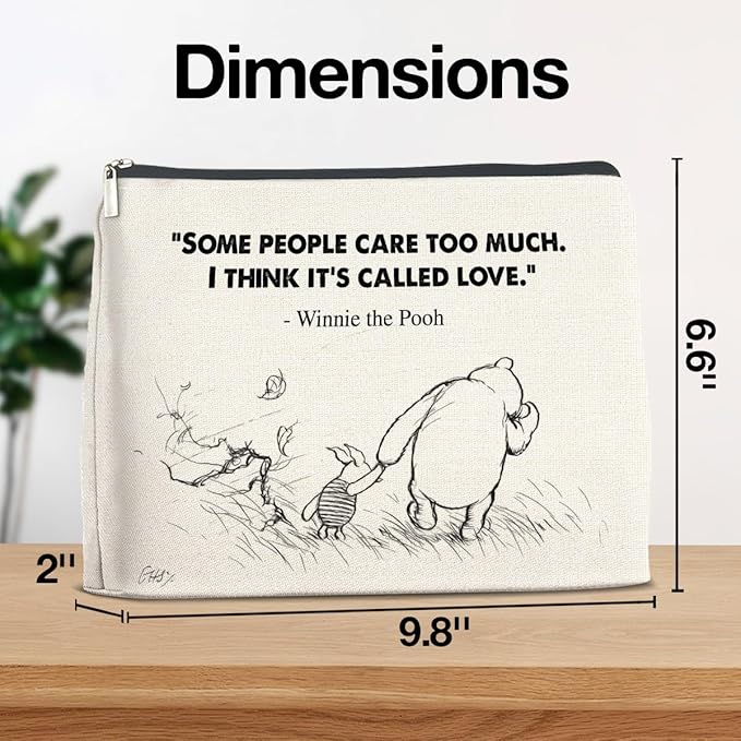 YeleY Winnie the Pooh Gifts for Women Girls Inspirational Gift Winnie the Pooh Makeup Bag for Girls Women Friends Pooh Bear Cosmetic Bag Friendship Makeup Zipper Pouch