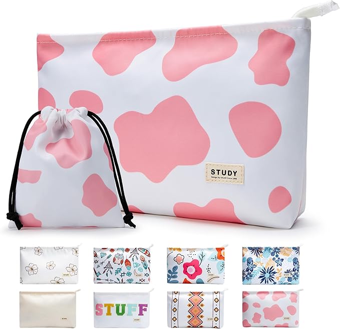 WLLWOO WLLWOO 2pcs Travel Make Up Bags-Cosmetic Bag Nylon Waterproof Large Wide Zipper Coin Purse Travel Toiletry Small Makeup Pouch For Women