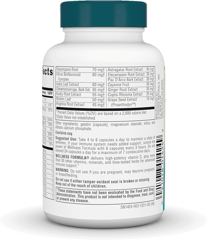 Source Naturals Wellness Formula Bio-Aligned Vitamins & Herbal Defense for Immune System Support - Dietary Supplement & Immunity Booster - 60 Capsules