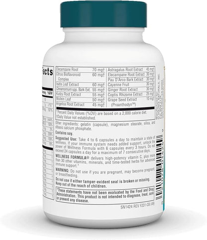 Source Naturals Wellness Formula Bio-Aligned Vitamins & Herbal Defense for Immune System Support - Dietary Supplement & Immunity Booster - 60 Capsules