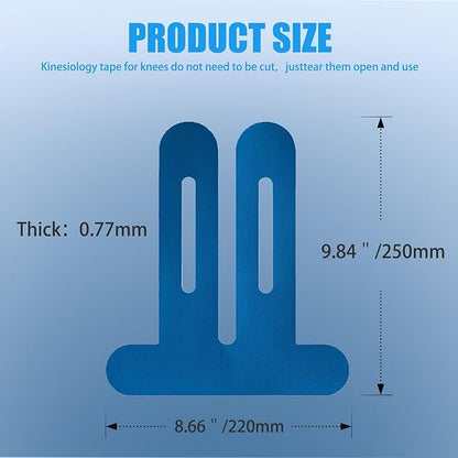 Precut Kinesiology Tape for Knees,12 Pcs – Elastic Knee Support & Stability, Pain Relief – Waterproof, Breathable, Hypoallergenic Athletic Tape (Blue)