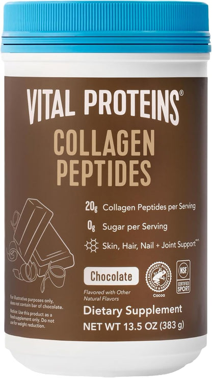 Vital Proteins Grass Fed Collagen Peptides Powder, Promotes Hair, Nail, Skin, Bone and Joint Health - Hydrolyzed Collagen - Chocolate, 13.5 oz, Pack of 1
