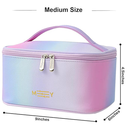 KITENROM Makeup Bag Preppy Cosmetic Bag Small for Women Toiletry Bags Pouch Organizer Rainbow Gradient Pink