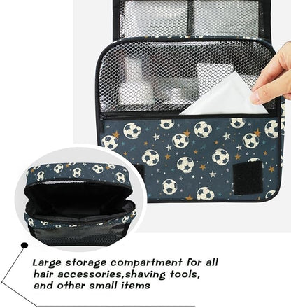 senya Hanging Travel Toiletry Bag Kit Boys Makeup Case Cosmetics Organizer for Men Women (-326- Football)
