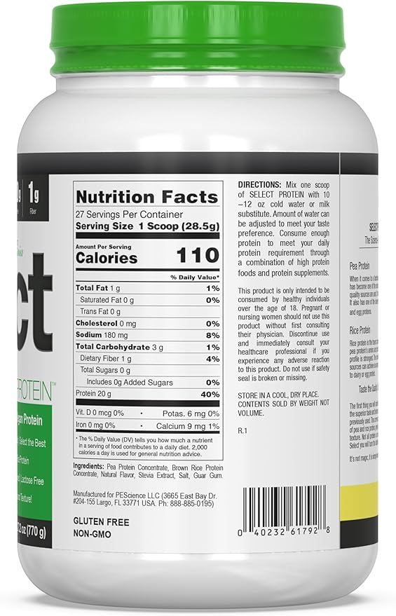 PEScience Select Vegan Plant Based Protein Powder, Pumpkin Pie, 27 Serving, Premium Pea and Brown Rice Blend