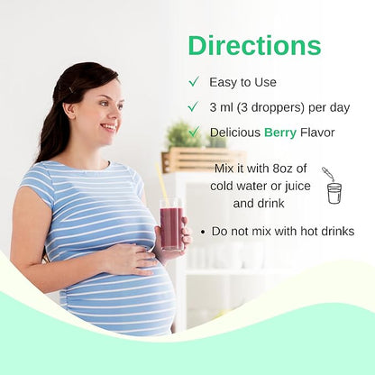 Liposomal Liquid Prenatal + Postnatal Multivitamin Drops with Iron | Non-GMO| Sugar Free| Gluten Free| Easy to Swallow| Supports Both Baby Development and Mom| 30 Day Supply| 3 Fl OZ