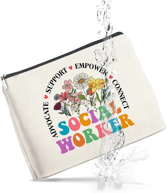 Social Worker Gifts Makeup Bag Social Work Advocate Support Empower Zipper Makeup Pouch Gifts for Women Students Coworkers Friends