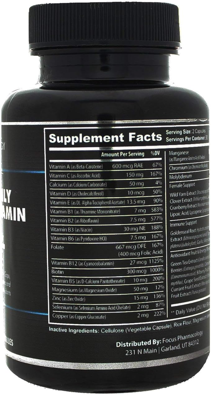 Women's Daily Super Multi-Vitamin for Women - 180 Ct Blend of Vitamins, Minerals, Plus Herbs for Energy, Focus, and Womens Health