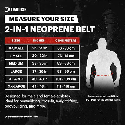 DMoose Weight Lifting Belt for Men & Women 2 in 1 Adjustable 4" 6" 6" Width