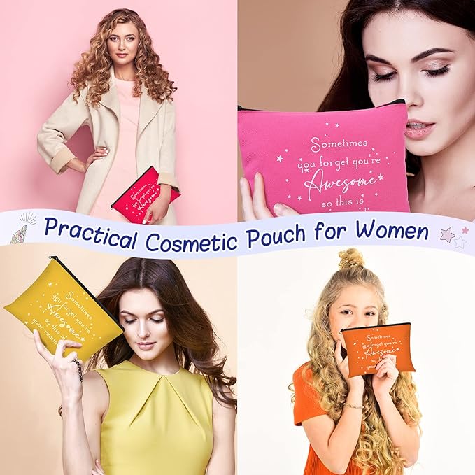 Sieral 24 Pcs Inspirational Makeup Bag Appreciation Nurse Gift for Women You're Awesome Cosmetic Bags Employee Motivational Gifts for Coworkers Teacher Mom Assistant Nurse(Bright Color)