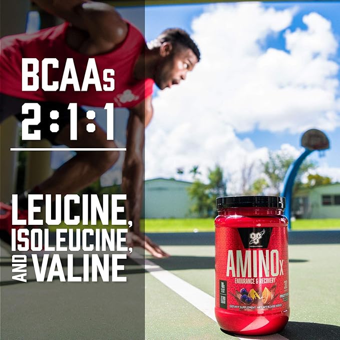BSN Amino X Muscle Recovery & Endurance Powder with BCAAs, Intra Workout Support, 10 Grams of Amino Acids, Keto Friendly, Caffeine Free, Flavor: Blue Raz, 70 Servings (Packaging May Vary)