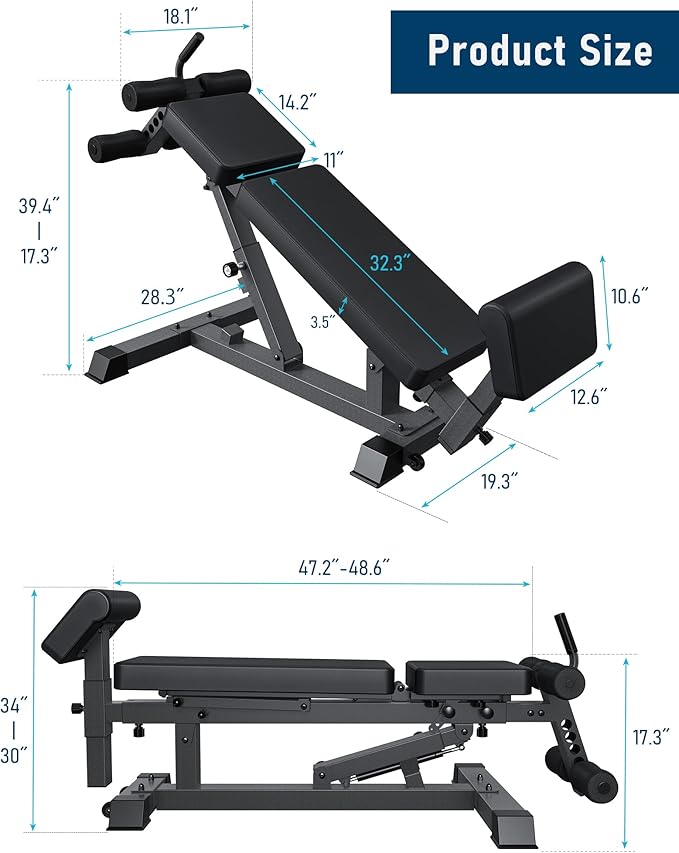 YouTen Adjustable Weight Bench 1500LBS Heavy Duty Commercial 3 Way 2023 New