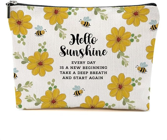 Sunshine Gifts for Women Makeup Bag Inspirational Cosmetic Bag Motivational Gifts for Women Girls Friend Niece Daughter Travel Organizer Zipper Pouch Graduation Birthday Friendship Gifts